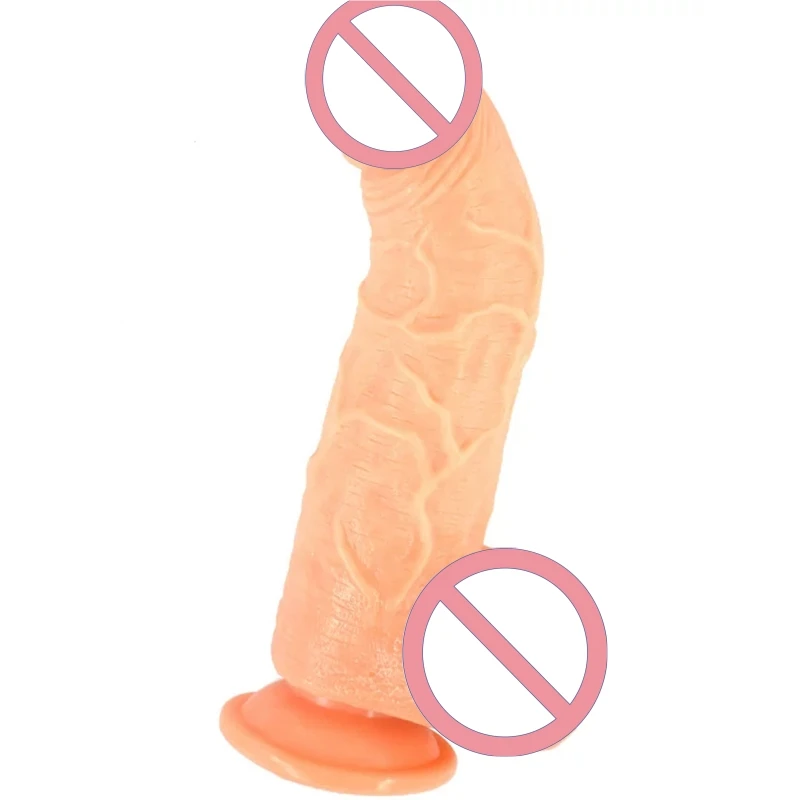 Dual-Use PVC Bend Simulated Penis Masturbator with Raised Glans Female Massage Toy Sex Toys for Adult Women Vagina & Anus Dildo
