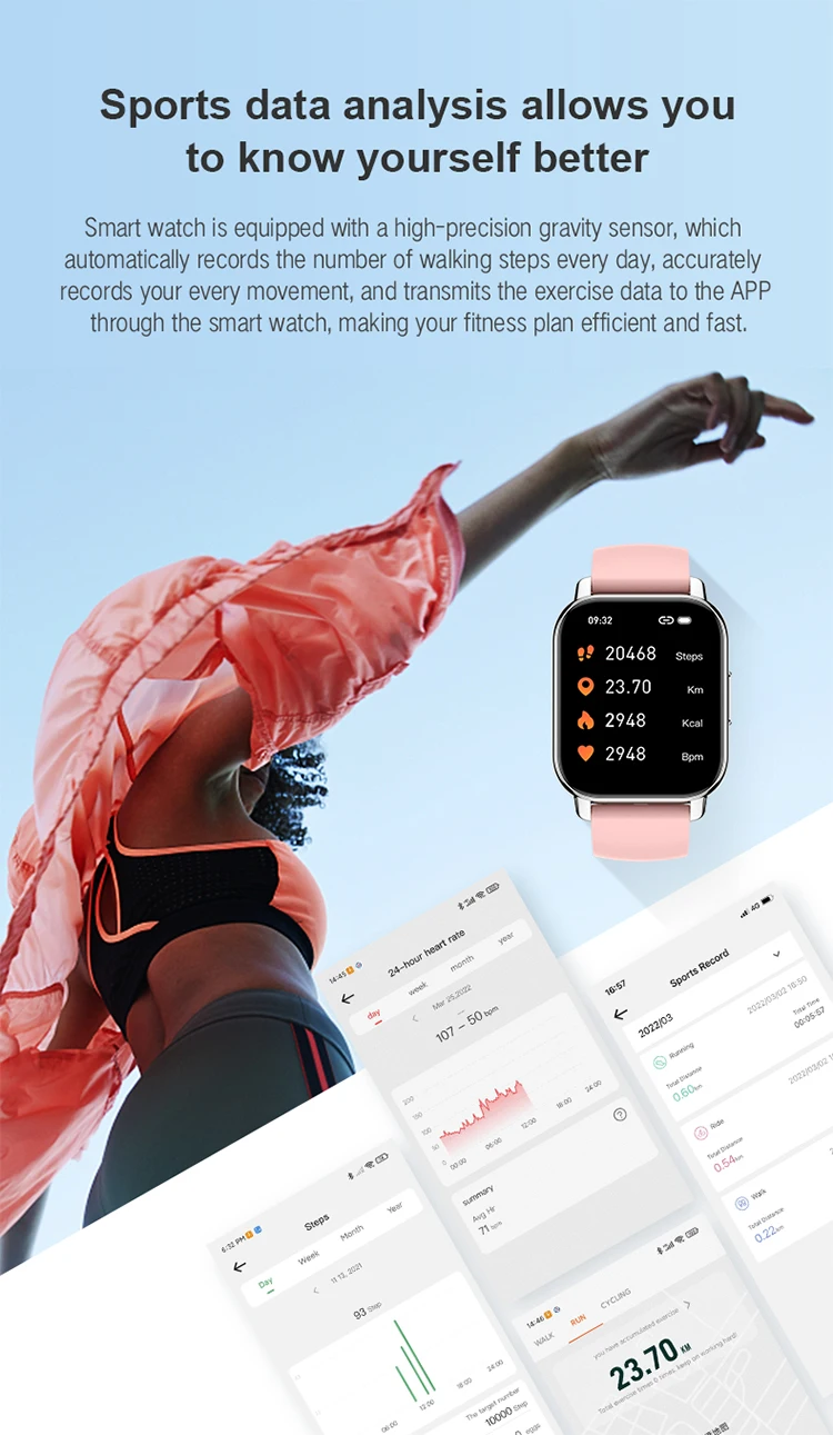 Tkyuan Smart Watch 2022 Newest P66 Connect One Time For Bt Call Heart