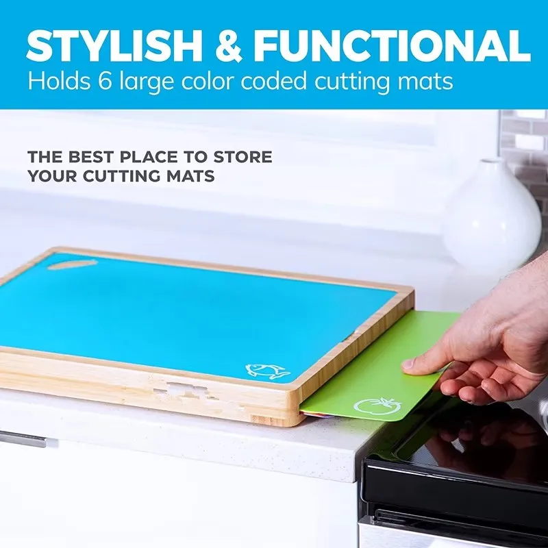 product modern design easy to clean bamboo wood cutting board set 5 color coded flexible cutting mats pc for fruit kitchenware cutting-9