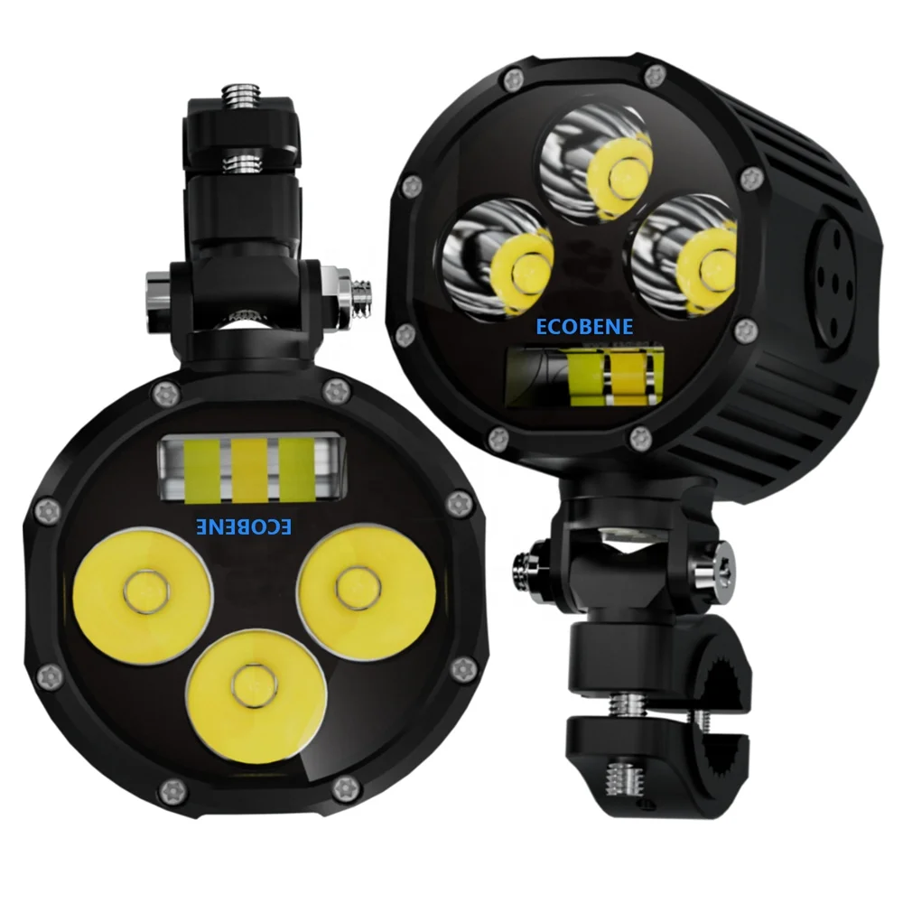 TIYPEOR Hi-Q 155W Super Bright Motorcycle Auxiliary Spotlight IP68 CNC Aluminum Wireless Switch Tangent Hi/Lo Beam Fog Light