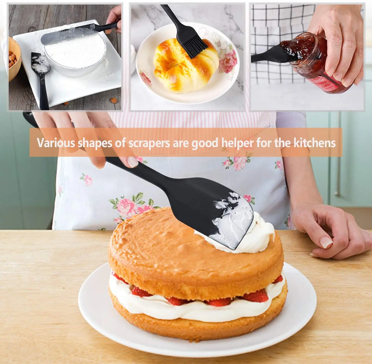 Modern Eco-Friendly 2-Piece Silicone Spatula Brush Set Non-Stick Flexible Basting Pastry Brush for Cooking and BBQ-Grilling details