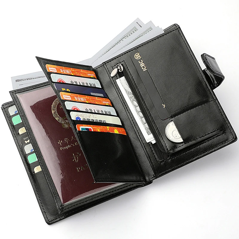 MENS GENUINE LEATHER Luxury Long Wallet Phone Money Envelope Vintage Clutch  Bag