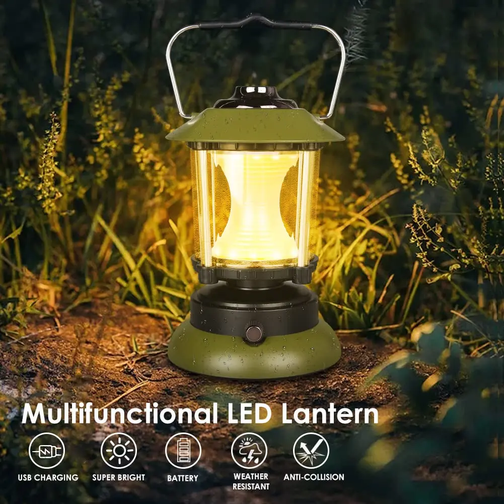 Alocs Portable Retro Led Camping Lamp Lighting Outdoor Usb Rechargeable