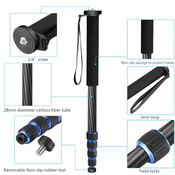 Neewer Carbon Fiber Monopod, 5 Sections 19-64 Inches/48-163 Centimeters Adjustable Portable Stand with Carrying Bag product image
