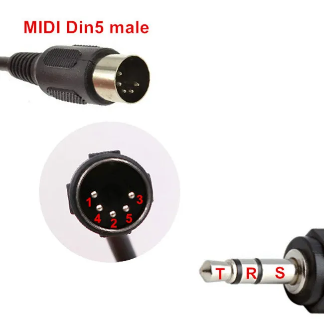 MIDI Adapter Breakout Cable - 2.5mm TRS to 5-pin DIN Female