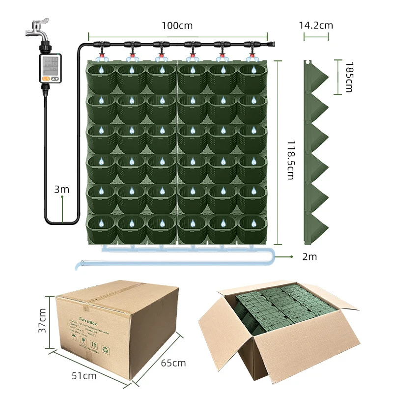 Vertical Planter Wall Irrigation System Automatic Irrigation Kit with Timer Drain Pipe Drip Irrigation Garden Wall Plant Pot