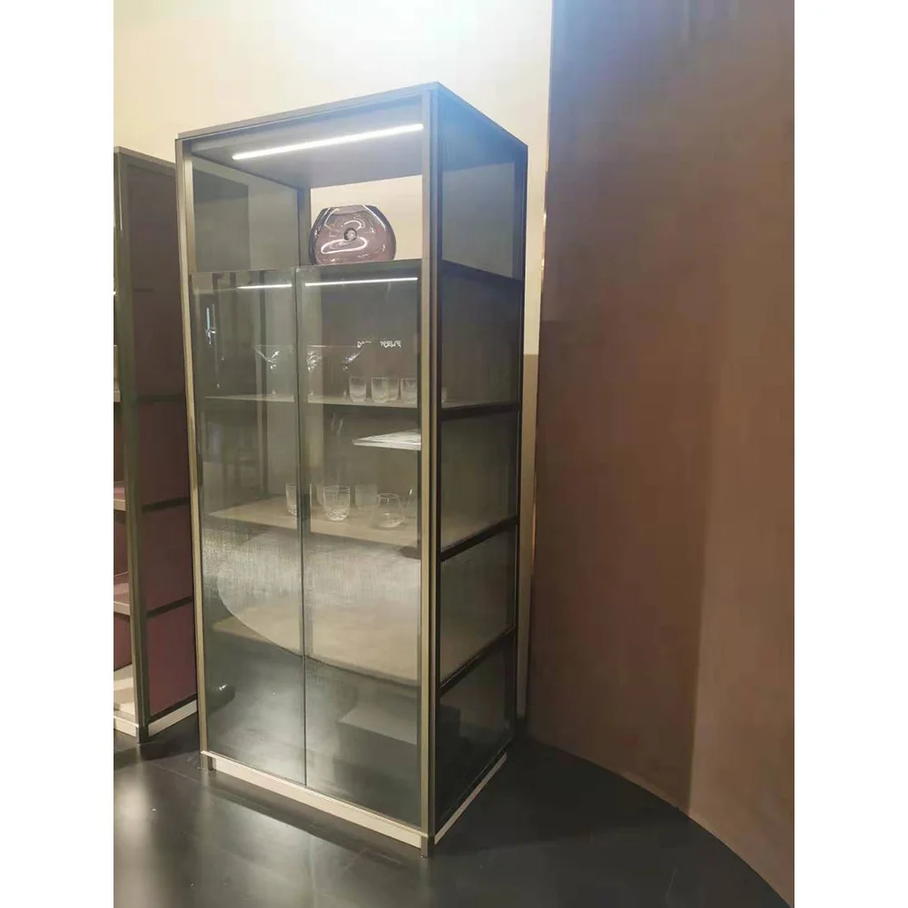 Hot sales aluminum frame glass display wine storage cabinet with led light