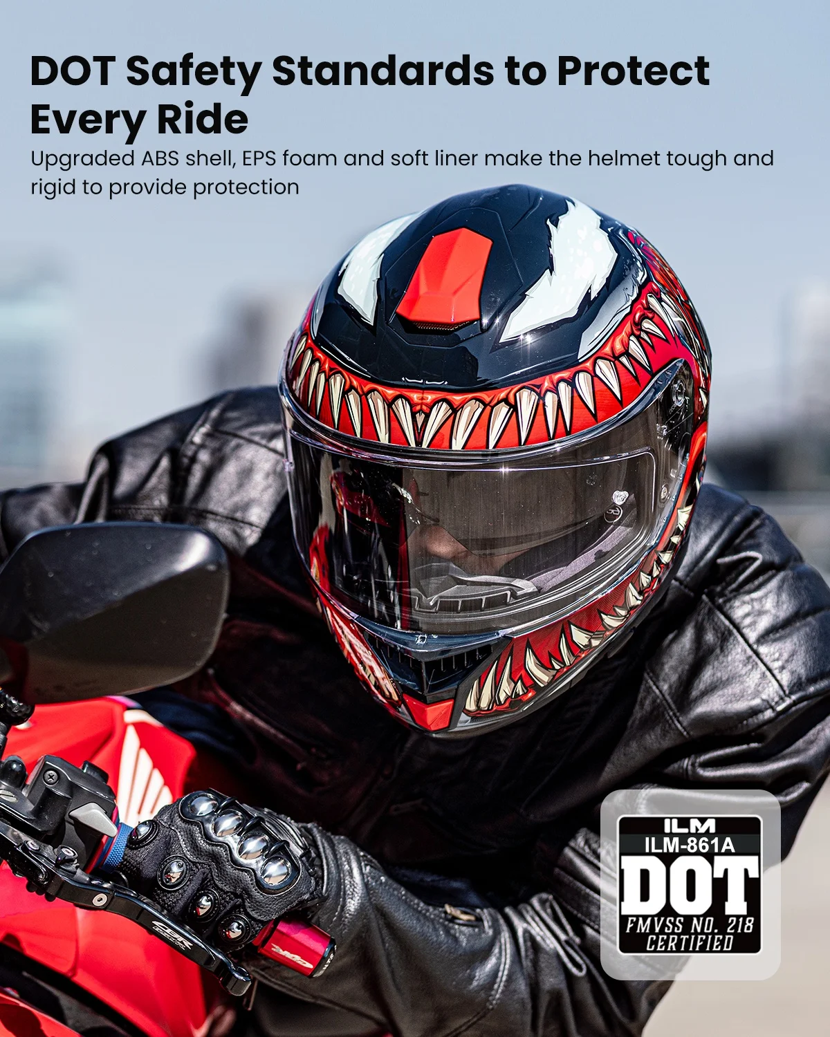 ILM Full Face Motorcycle Helmet - DOT Certified Safety