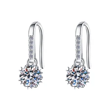 Husky jewelry factory wholesale snowflake fringe 925 sterling silver moissanite earrings
