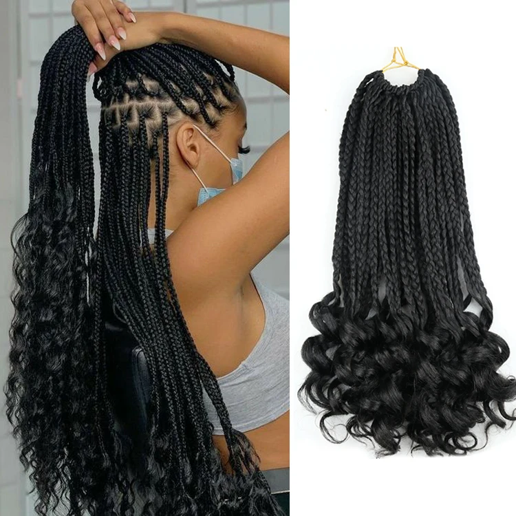 New Arrival Goddess Box Braids With Curly Ends Synthetic Bohemian Hair  Extensions Crochet Curly End Box Braid - Buy New Arrival Goddess Box Braids  With Curly Ends Synthetic Bohemian Hair Extensions Crochet
