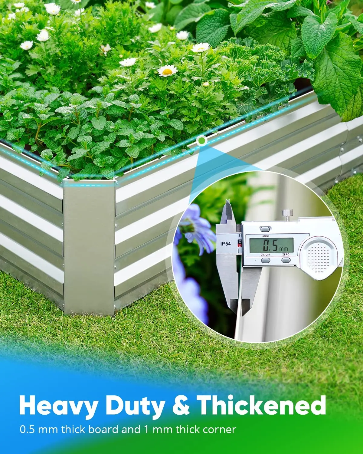 Metal Raised Garden Beds Box Vegetables Galvanized Steel Planter Stable