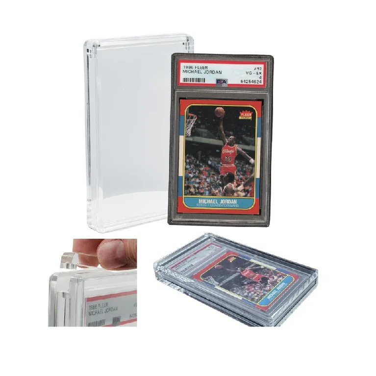 product acrylic graded card slab collectible display case holder for bgs sgc psa slab sport trading card case magnetic protector case-8