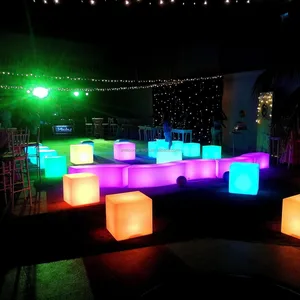 16 RGB LED Light up Color-Changing Club Stool Rechargeable Waterproof Cube LED Chair
