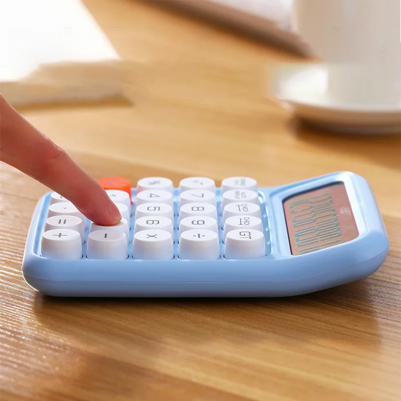 Custom school stationery items 12 digits calculator number checking function color mechanical button calculator