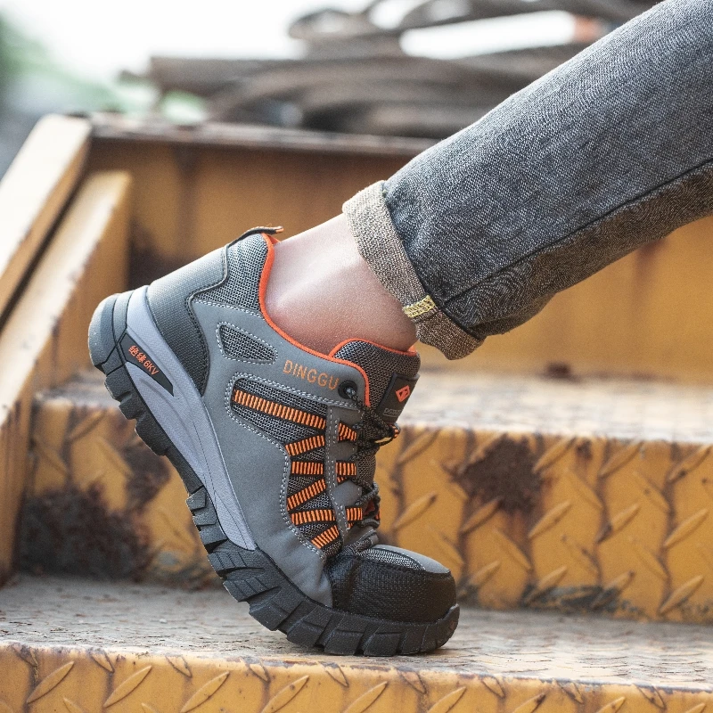 Dinggu Anti-Punctie Smash-Proof Sneakers Werkschoenen Stalen Neus