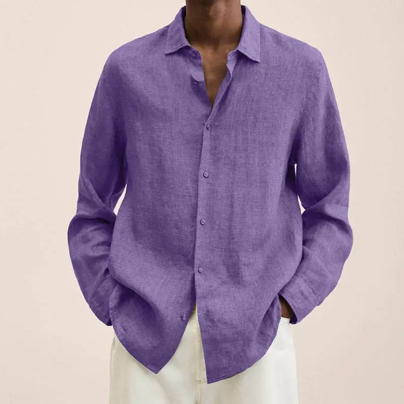 Nuove camicie a maniche lunghe da uomo in cotone lino italiano personalizzate casual bianche nere Camicie Regular-Fit da uomo a maniche lunghe475_voghion.com