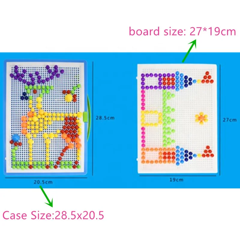 Mushroom Nail Jigsaw 3 Sets /295pcs Puzzles for Kids Peg Board for Kids  Puzzle Mosaic Pegboard Jigsaw Pegboard Puzzle Nail Child Mushroom Nail  Jigsaw