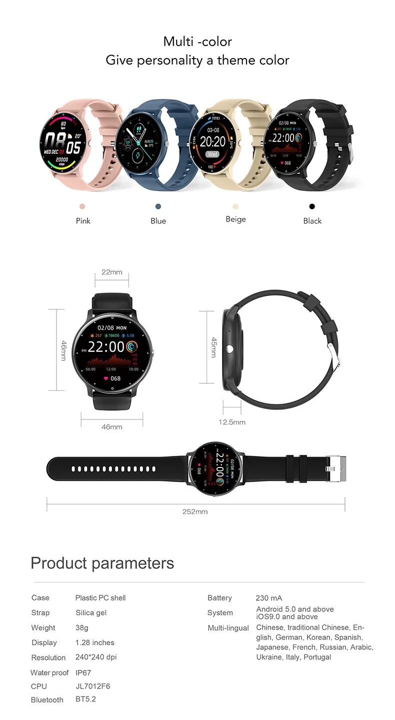 ZL02C Pro Round Smart Watch 1.28Inch BT Call AI Voice Assistant Health Monitoring Heart Rate Sport Smart Watch for Men Women