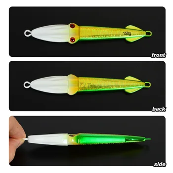 Luminous Laser Squid Jig 100g 150g Lead Artificial Hard Bait Without Hooks for Sea & Boat Fishing Slow Jigging Lure – Metal Jig – view 5
