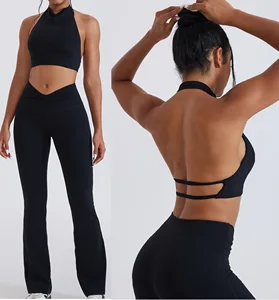 Outfits Gym Clothing for Women Yoga Leggings 2 PCS Sports Bra Suit Sets