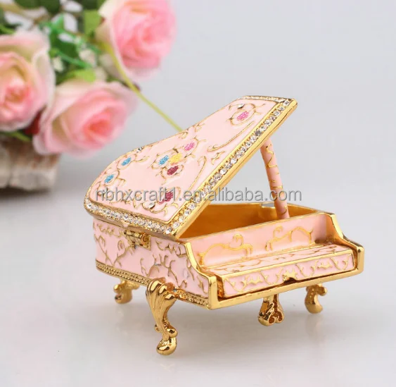 Ins enamel jewelry box jewelry painted diamond decorative box small piano ornaments gifts