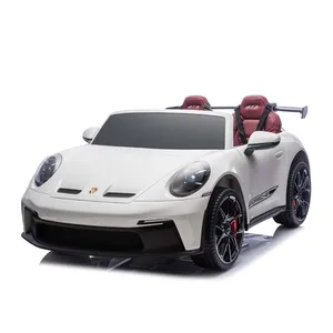 Porsche 911 GT3 Licensed Electric Children Car Wine Red Leather Seat 12V Remote Control Kids Toys Ride-on Car Toys for Babies