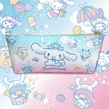 Good Quality PU Zipper Pencil Case Multiple Cartoon Patterns Unisex Soft Smooth Storage Bag for Stationery & Cosmetics