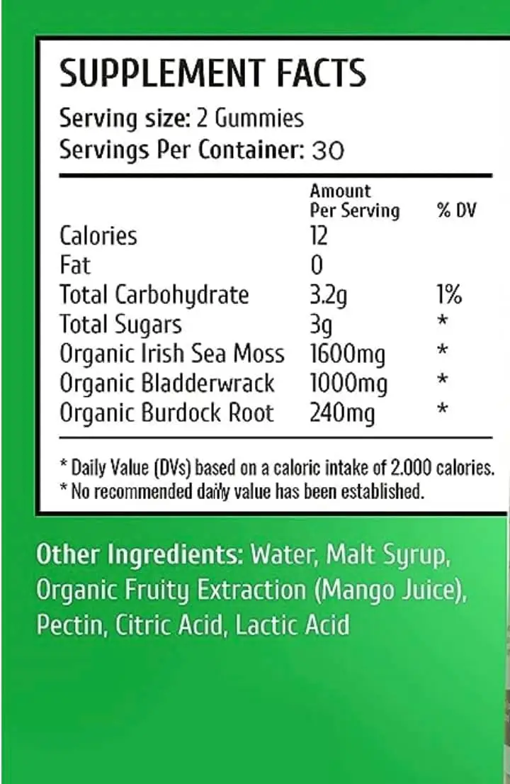 Irish Seaweed Gummies Made From Bladder Burdock Roots As Thyroid Energy