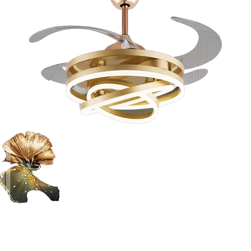 HC7816A Goud Moderne 110V 220V Abs Blade Plafondventilator Met Lamp en Afstandbediening Led Kroonluchter Plafondventilatoren Licht