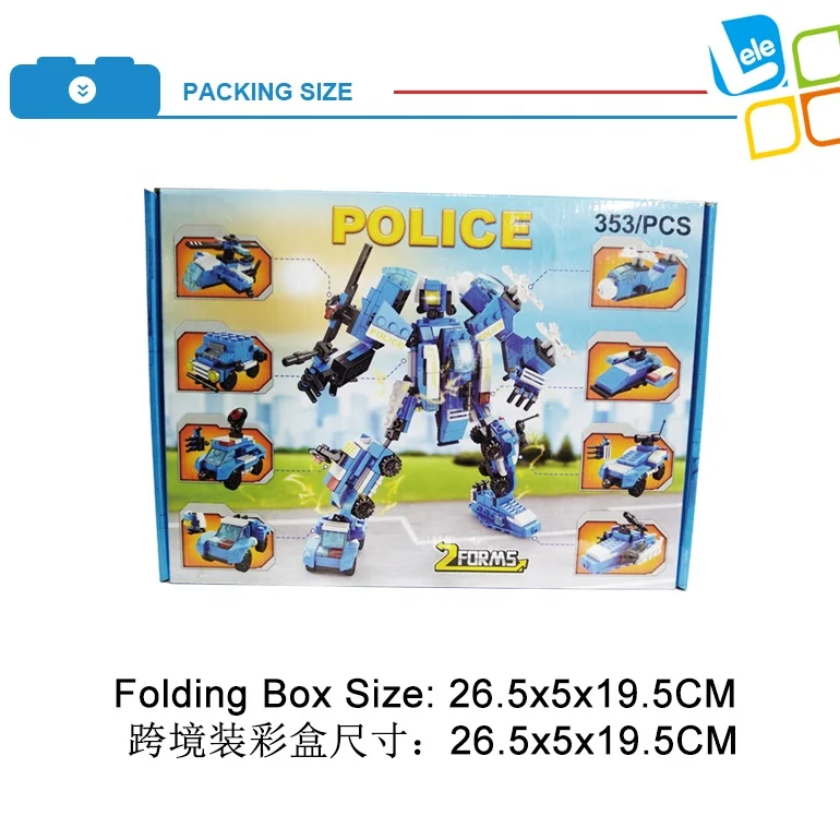 Factory Custom Packing City Police Building Block Robot Transform Helicopter Blocks Kids Educational Toy