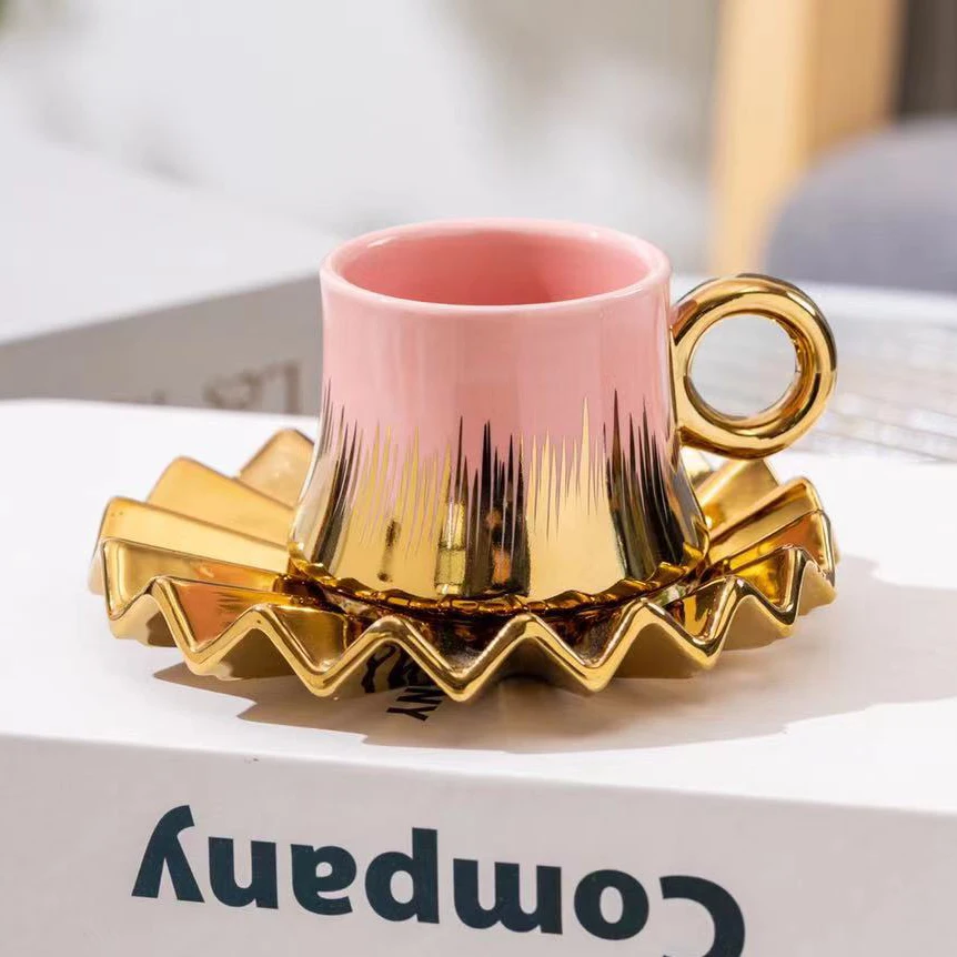 Porcelain Espresso Cup Set Design Arabic 6pcs 90ml Espresso Ceramic