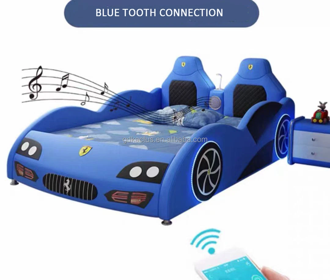 Modern Race Car Bed Children Beds Luxury Kid Wooden Leather Car Bed