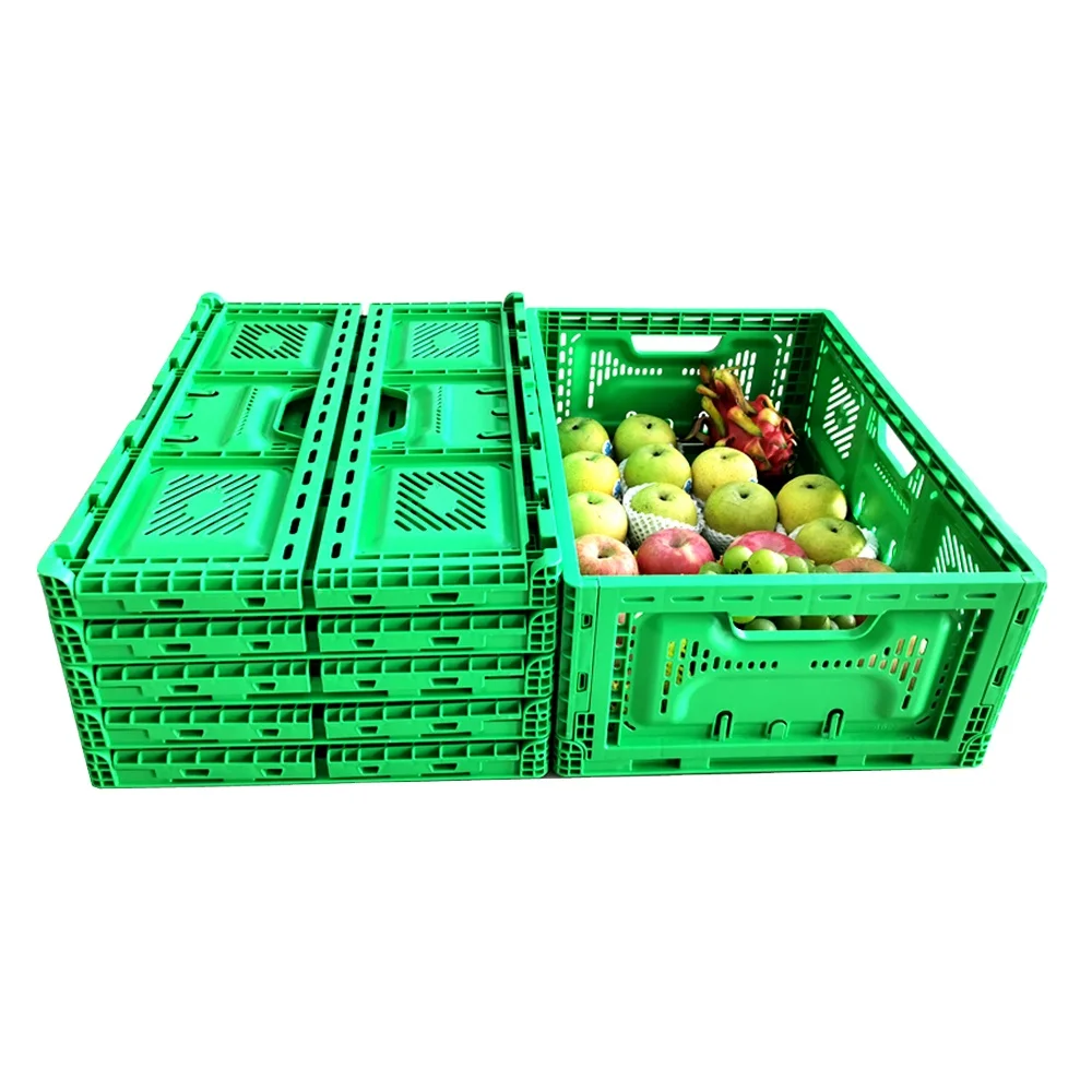 High Quality Collapsible Plastic Fruit Crates Stackable Harvest Basket Crate Storage Moving Box Plastic Foldable Crate
