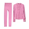 Ensemble à capuche rose velours