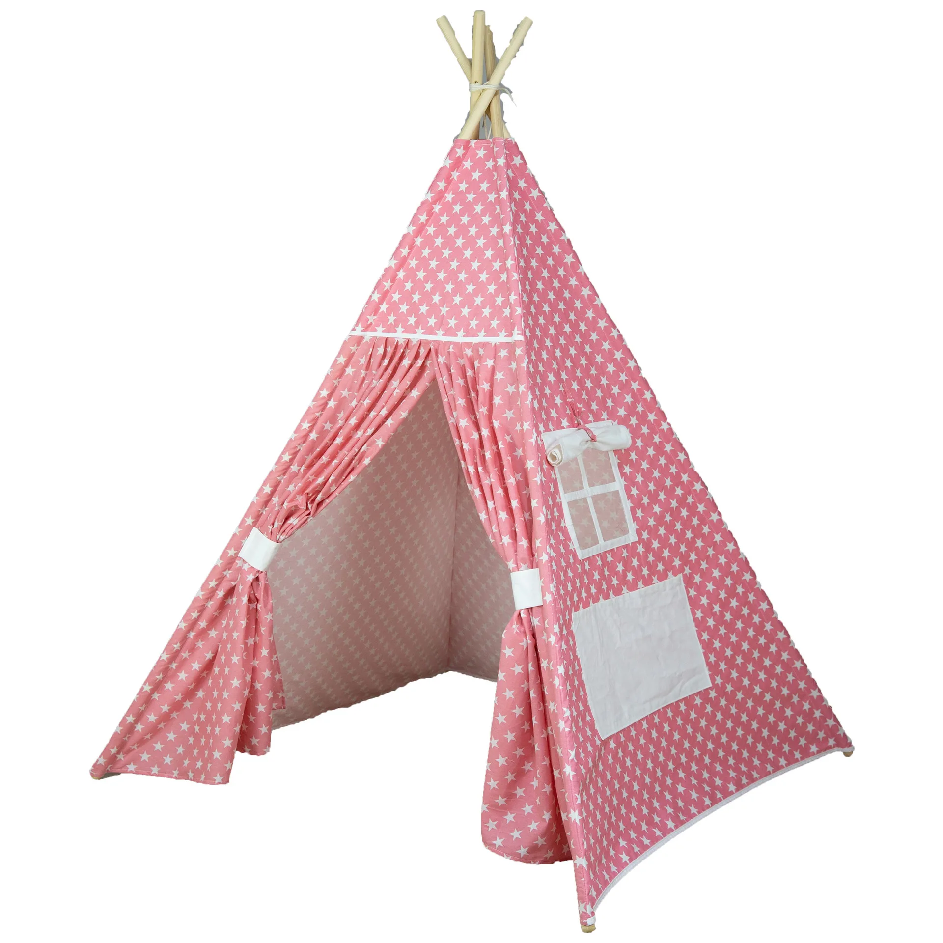 Luxury Large Canvas Teepee Tent with Lace Window Indian Play Tipi Tent House Children Tipi Tee Pee Toy Tent for Kids factory