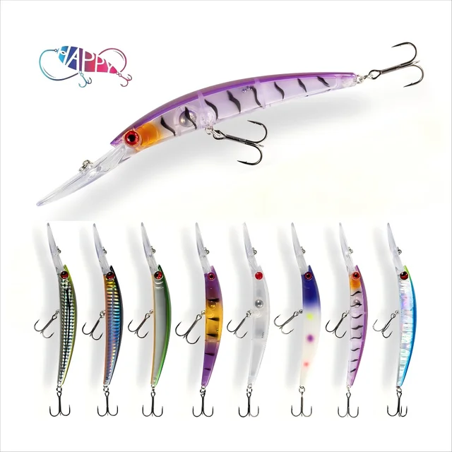 Mimic Long Tongue Plate Fishing Lure Bait Long Cast Mino  BKK 11cm/16g Floating Hard Bait Crystal Minnow Deep Diver Walleye