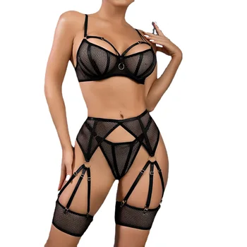 New Personalized Girl Underwear And Bra Transparent Mesh Stitching Decorations Shell Palm Complex Woman Lingerie Women
