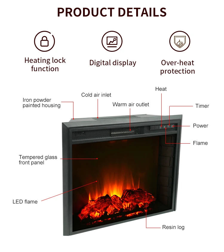 Electric Fireplace, 26-Inch, 2000W - detail 6
