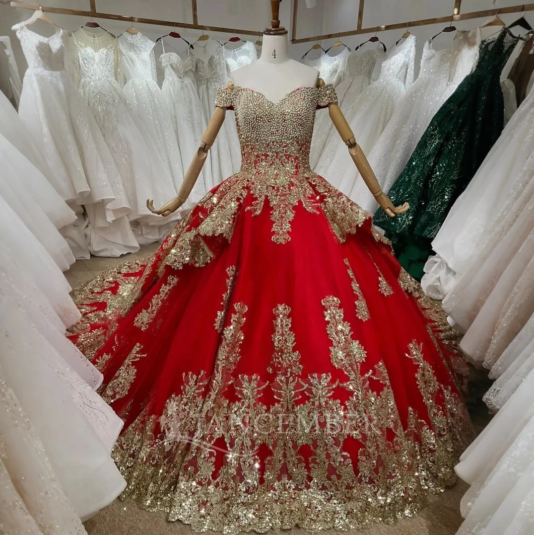 burgundy and gold quinceanera dress Ball Gown Quinceanera Dress with Tulle Cape main image 0