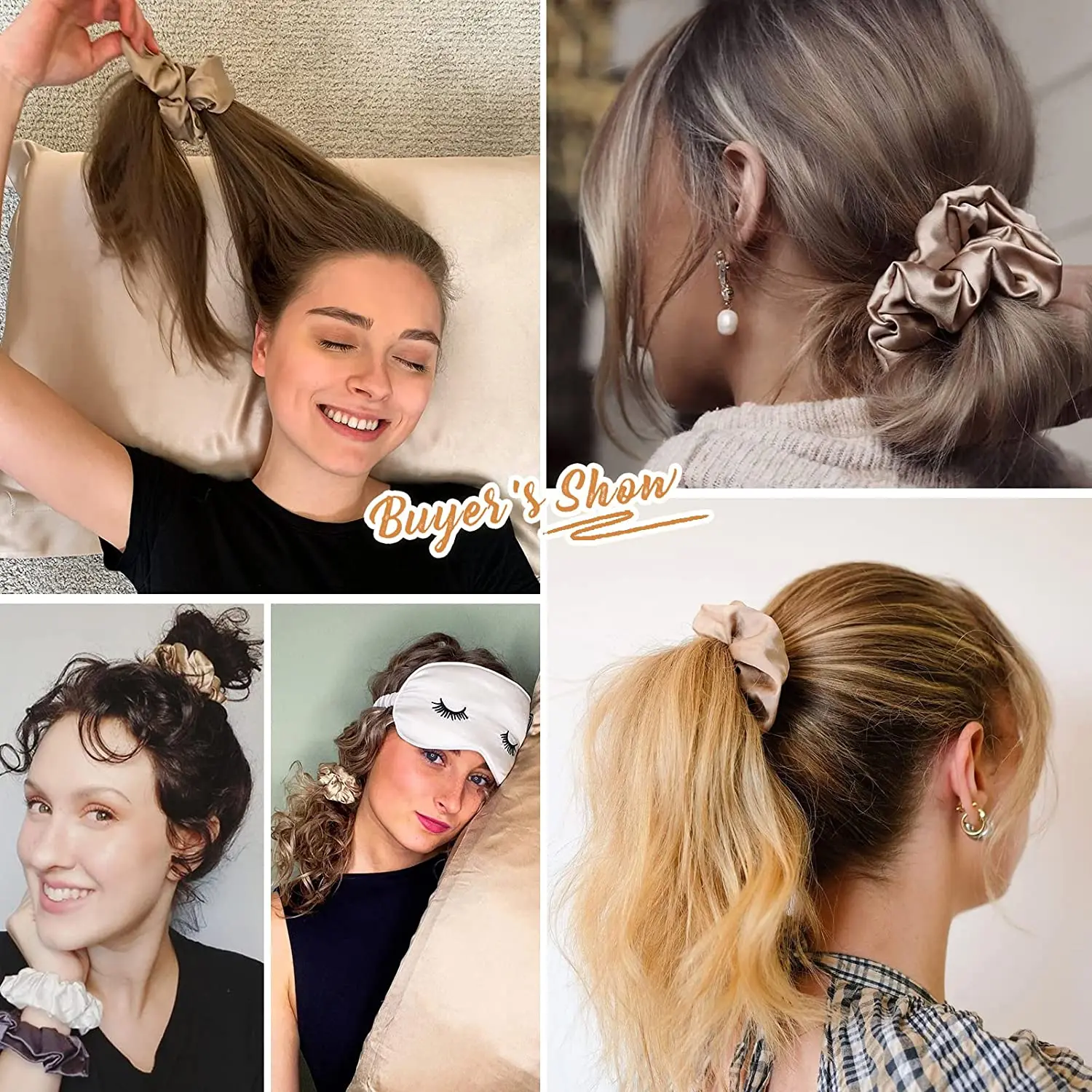 Scranchy Large Size 3PCS in a Gift Box 100% Silk Scrunchies Ties Elastic Hair ...