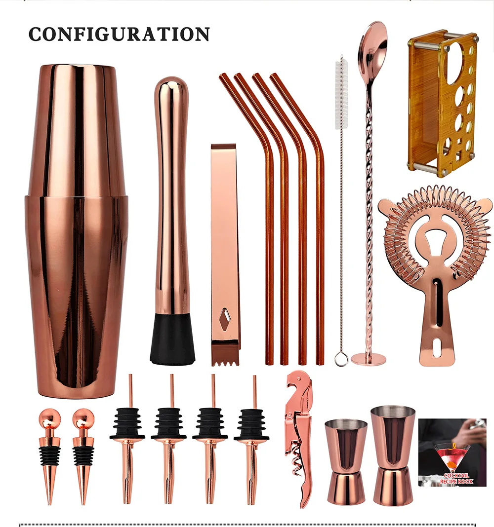 Factory Custom Boston Shaker Set Bartender Bar Tool Set Wine Opender