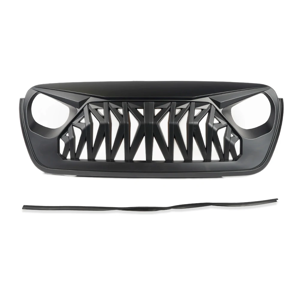 Custom matte black Shark Grille For jeep wrangler JL/gladiator JT 2018-2022 bumper factory