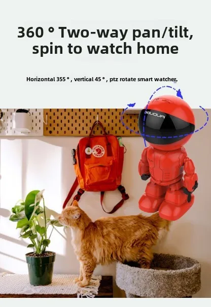 Cloudbirds V360pro Cute Robot Outdoor Camera 8MP Wifi Monitor with AI 4G PTZ Alarm NVR TF Card Icam365 App for Baby Monitoring