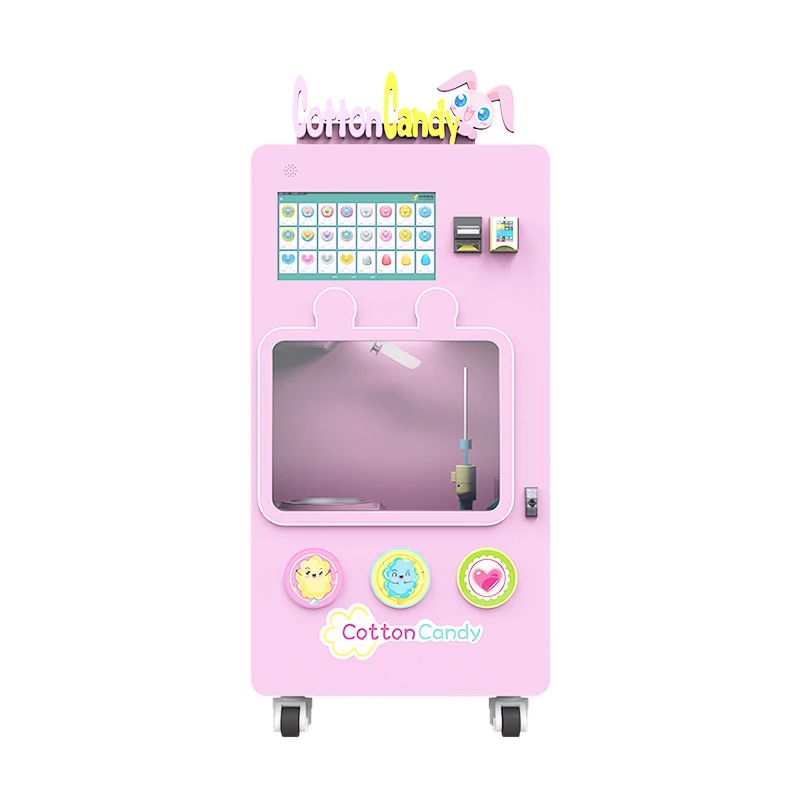 Full Automatic Snack Machinery Customize Commercial Making Marshmallow Floss Cotton Candy Vending Machine