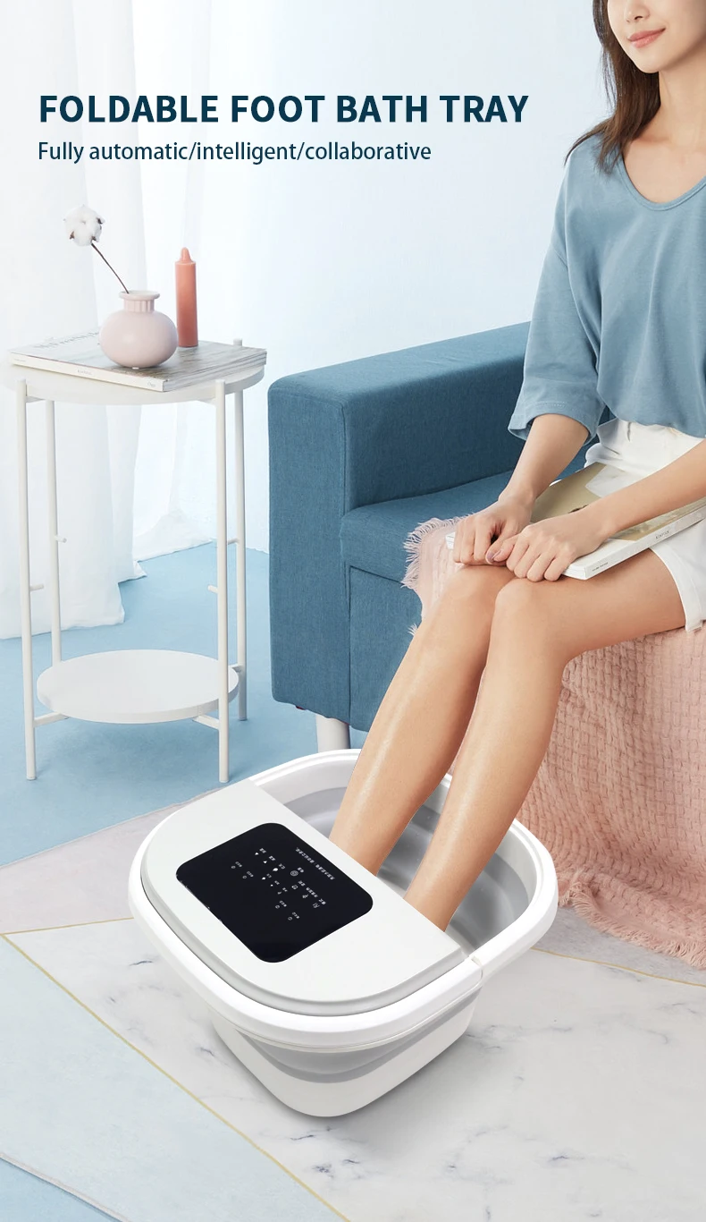 Automatic Heating Foldable Foot Bath Bucket With Rotary Massage Roller