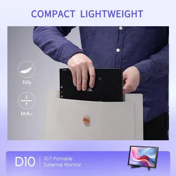 FEELWORLD D10 Plug-and-Play Laptop External Screen, Boot Screen Customization, FHD 1920x1200 Resolution, Factory Direct detail image