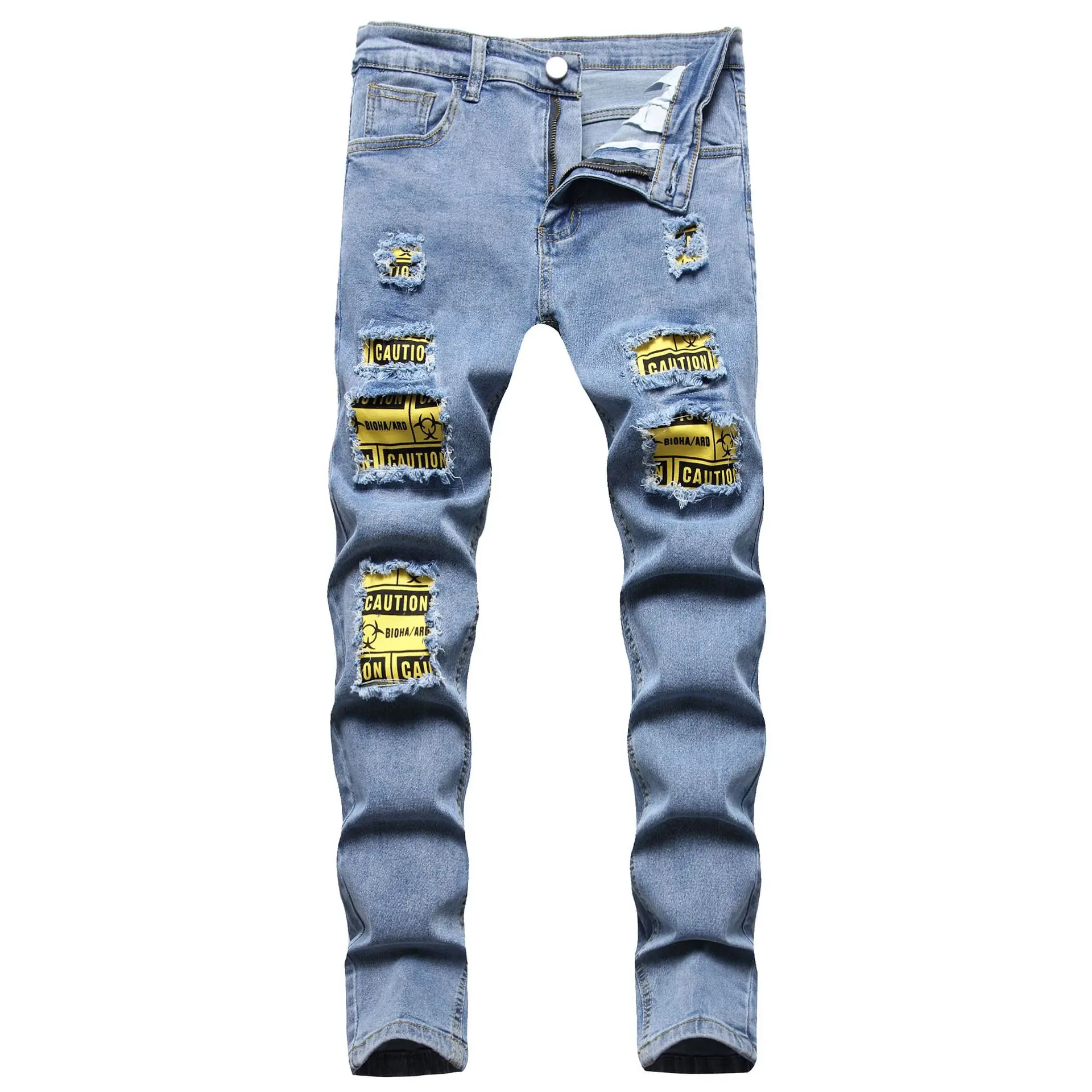 Pantalones Vaqueros Ajustados Para Hombre,Jeans Con Parche Desgastado Rasgado - Buy Ello Vaqueros,Los Hombres Ello Vaqueros,Los Hombres Product on Alibaba.com