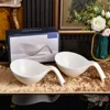 white Salad bowls with handles