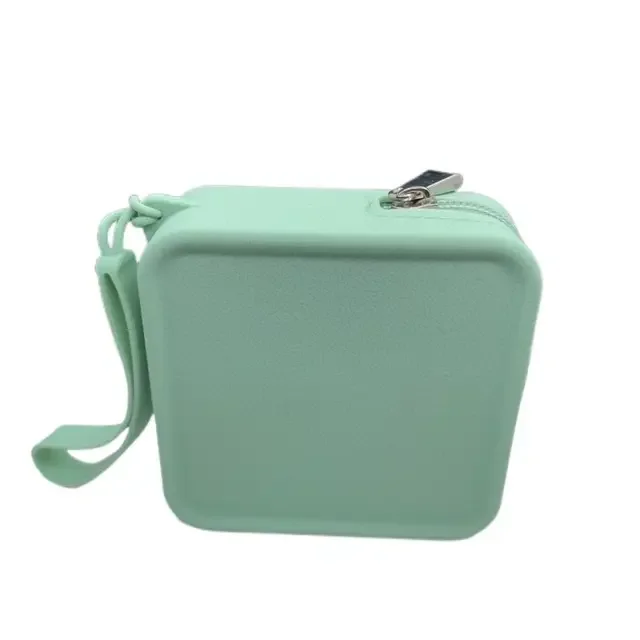 Luxury Kawaii Silicone Square Earphone Pouch Unique Cute Mini Cosmetic Bag Zipper  Customizable for Kids Wallets Cardholder