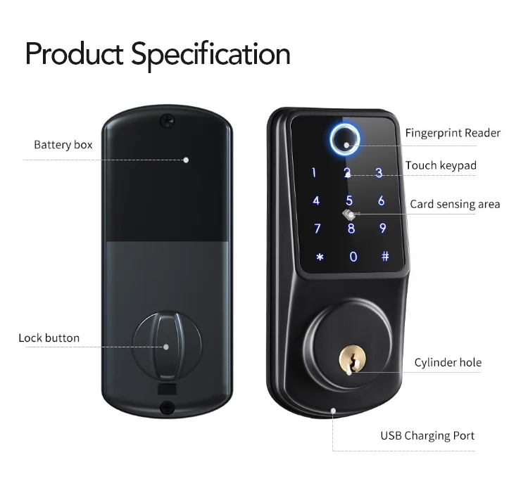 Deadbolt Lock Intelligent Biometric Fingerprint Electronic Digital Wifi ...